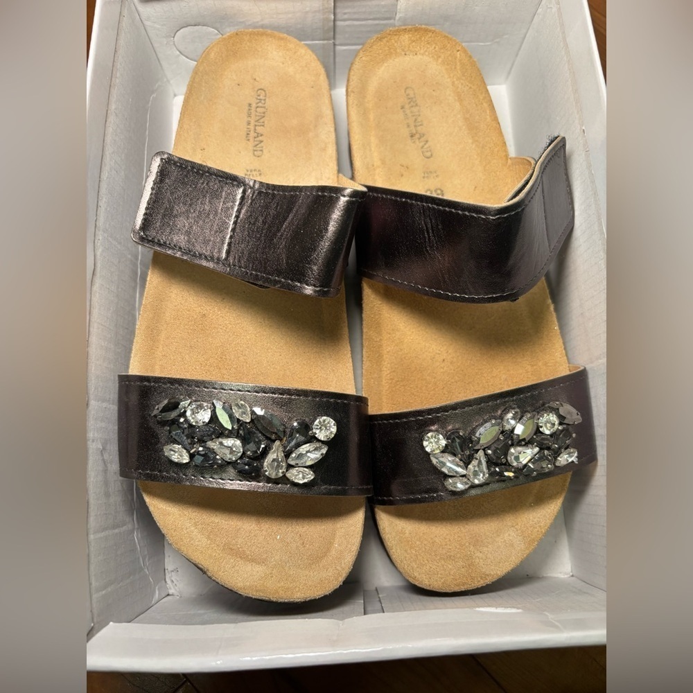 Grunland Bedazzled Sandals - gray